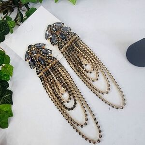 Smokey Grey Crystal Statement Elegant Earrings